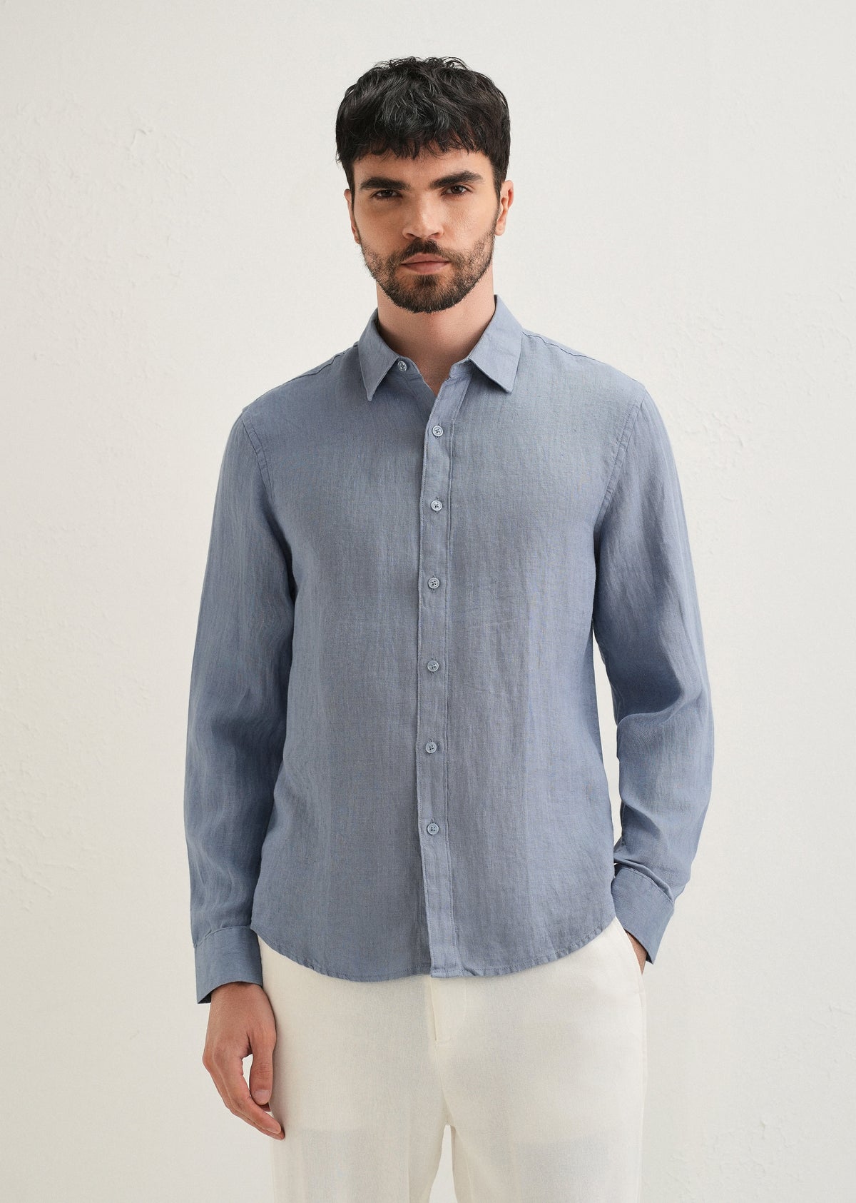 Slate Blue Pure Linen Shirt