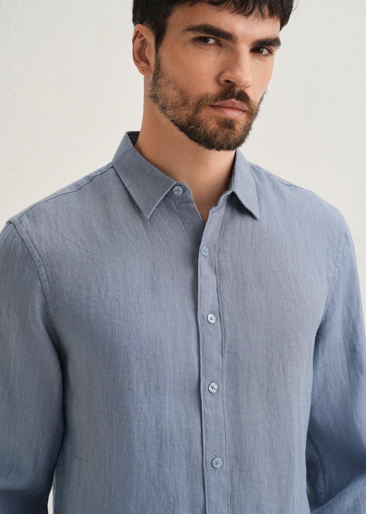 Slate Blue Pure Linen Shirt