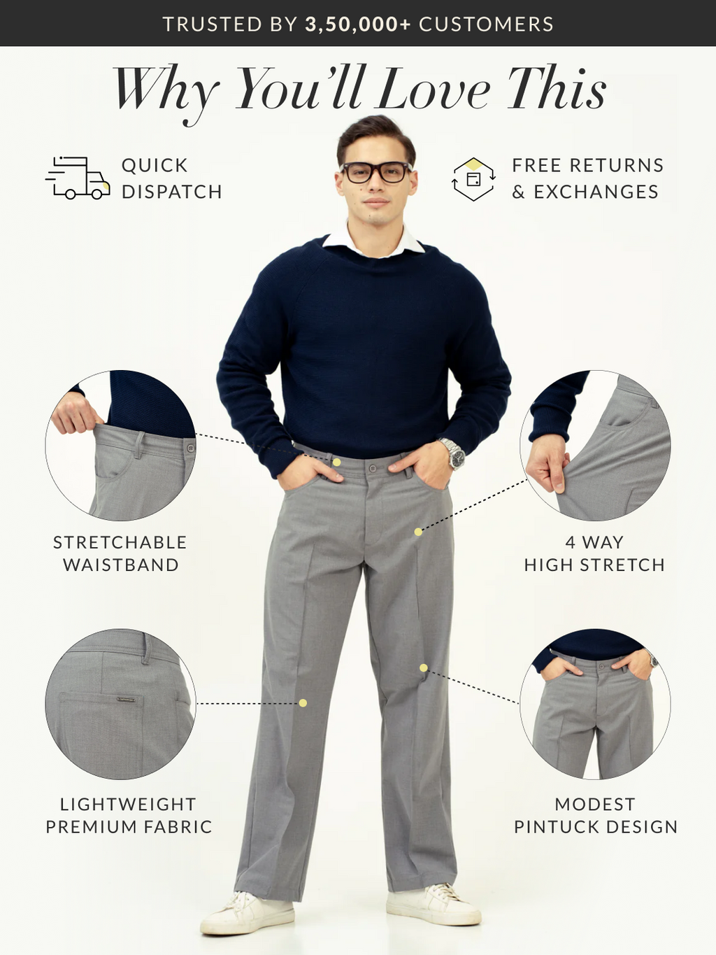 Haze Grey Relaxed Fit Korean Pintuck Pants
