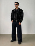Pure Black Baggy Fit Rigid Jeans