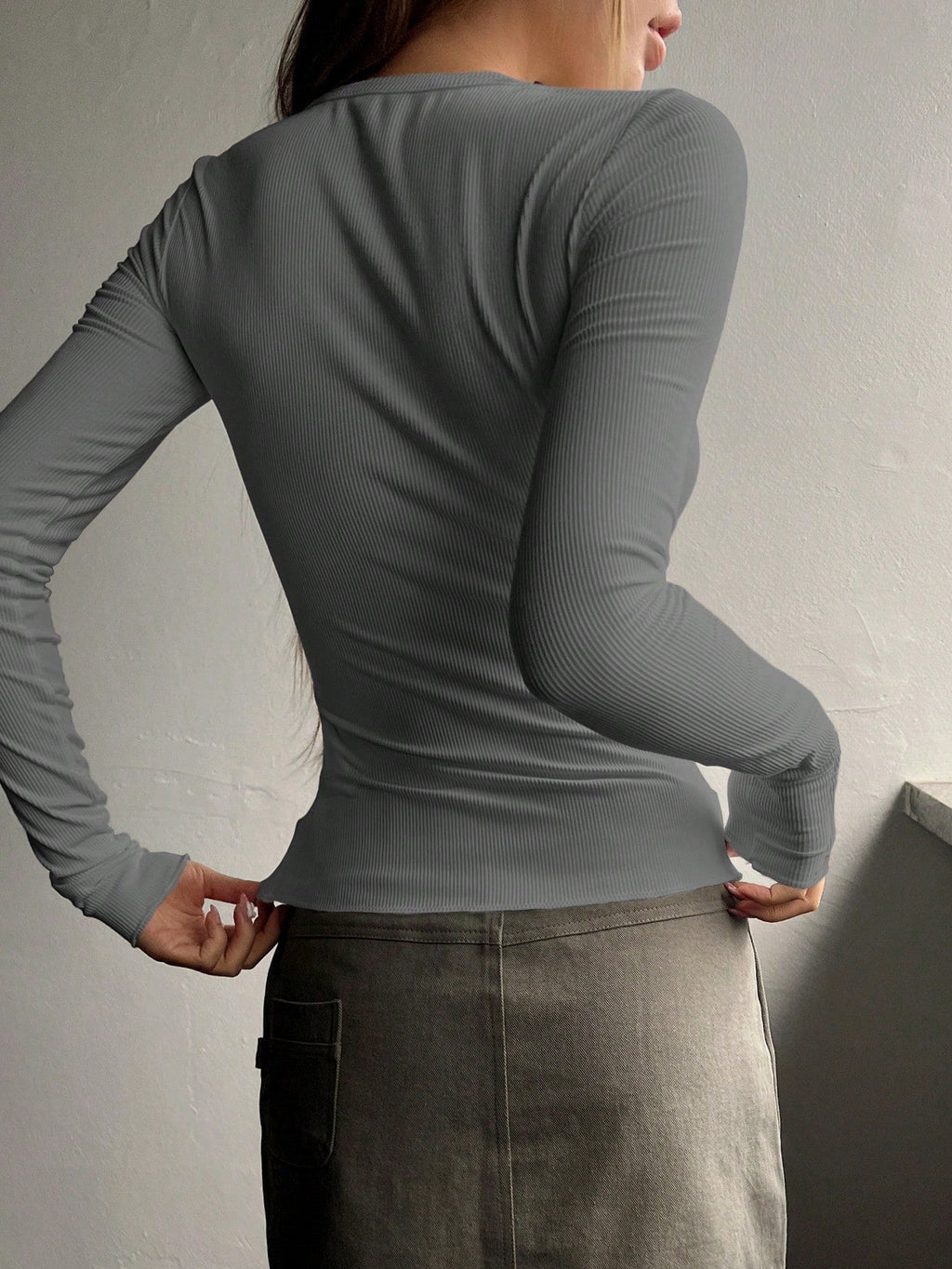 Bodycon Henley Rib Top