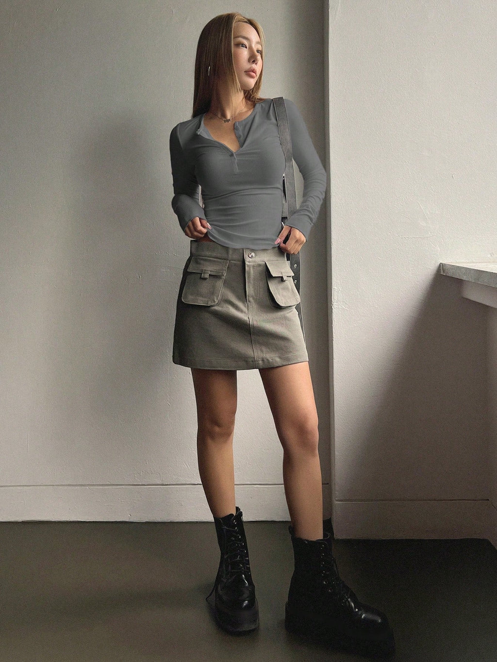 Bodycon Henley Rib Top
