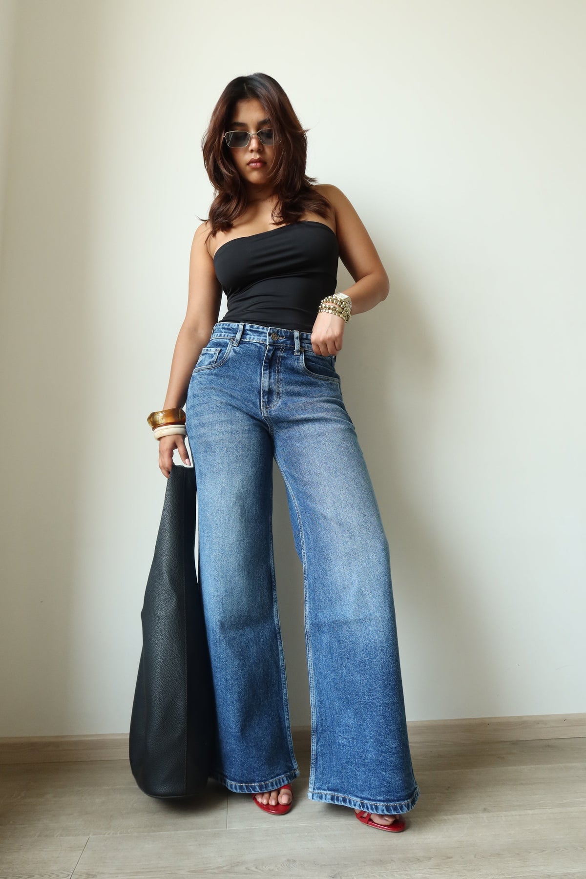 Dark Horizon Stone Wash Wide Leg Jeans