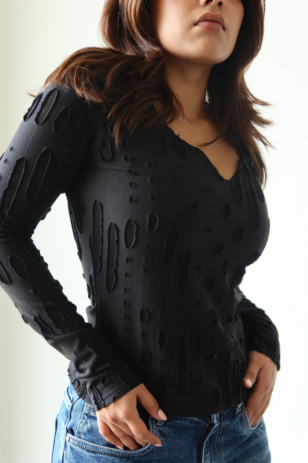 Amberline Ripped Fitted Top