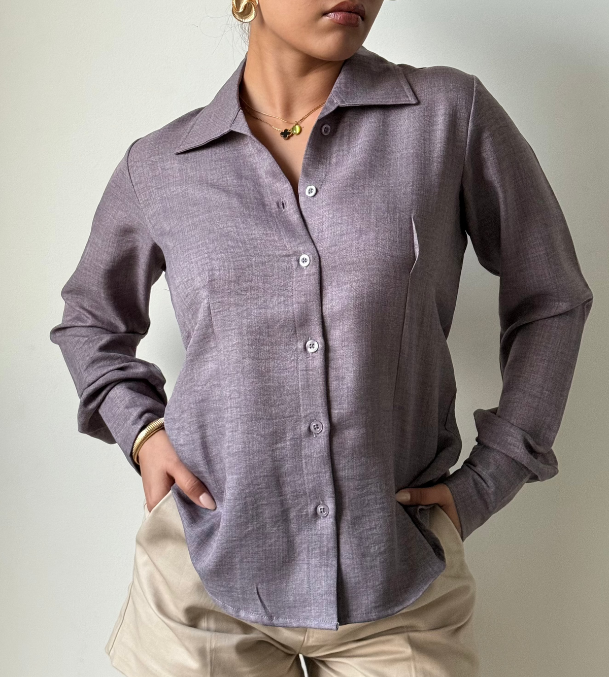 Sculpted Waistline Classic Shirt