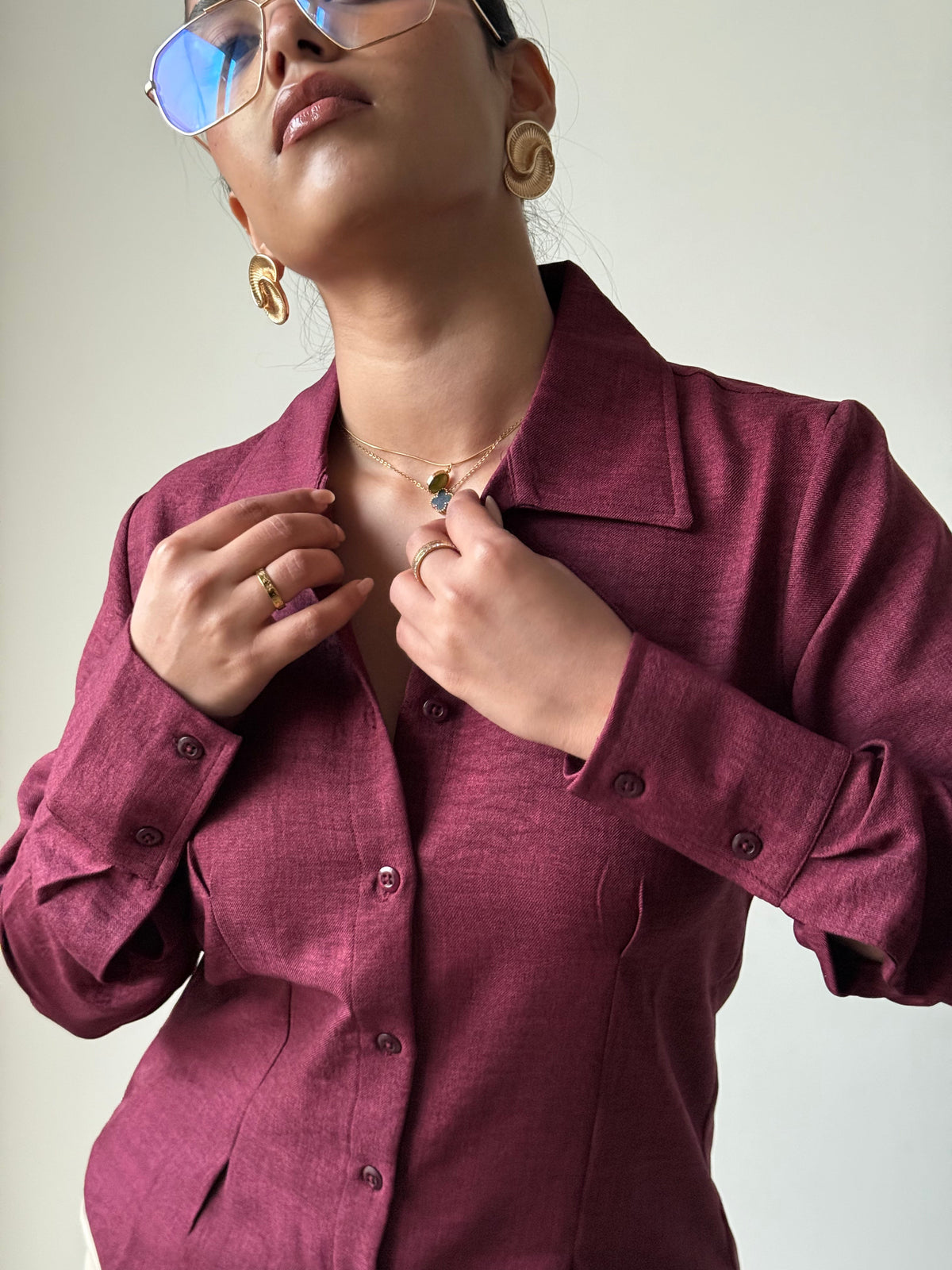 Sculpted Waistline Classic Shirt