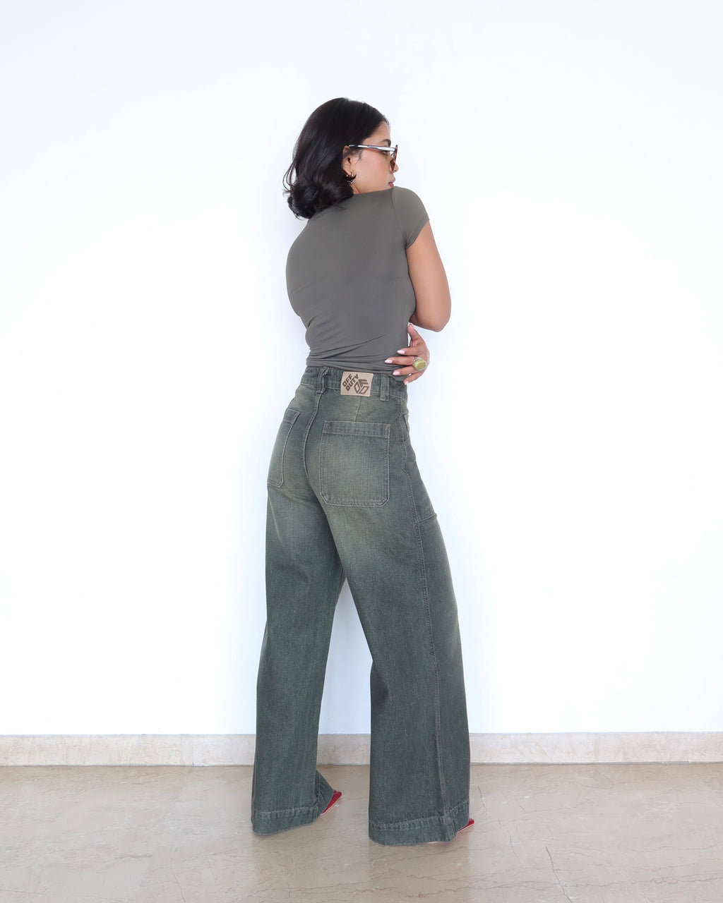 Olive Edit Baggy Wide Leg Jeans