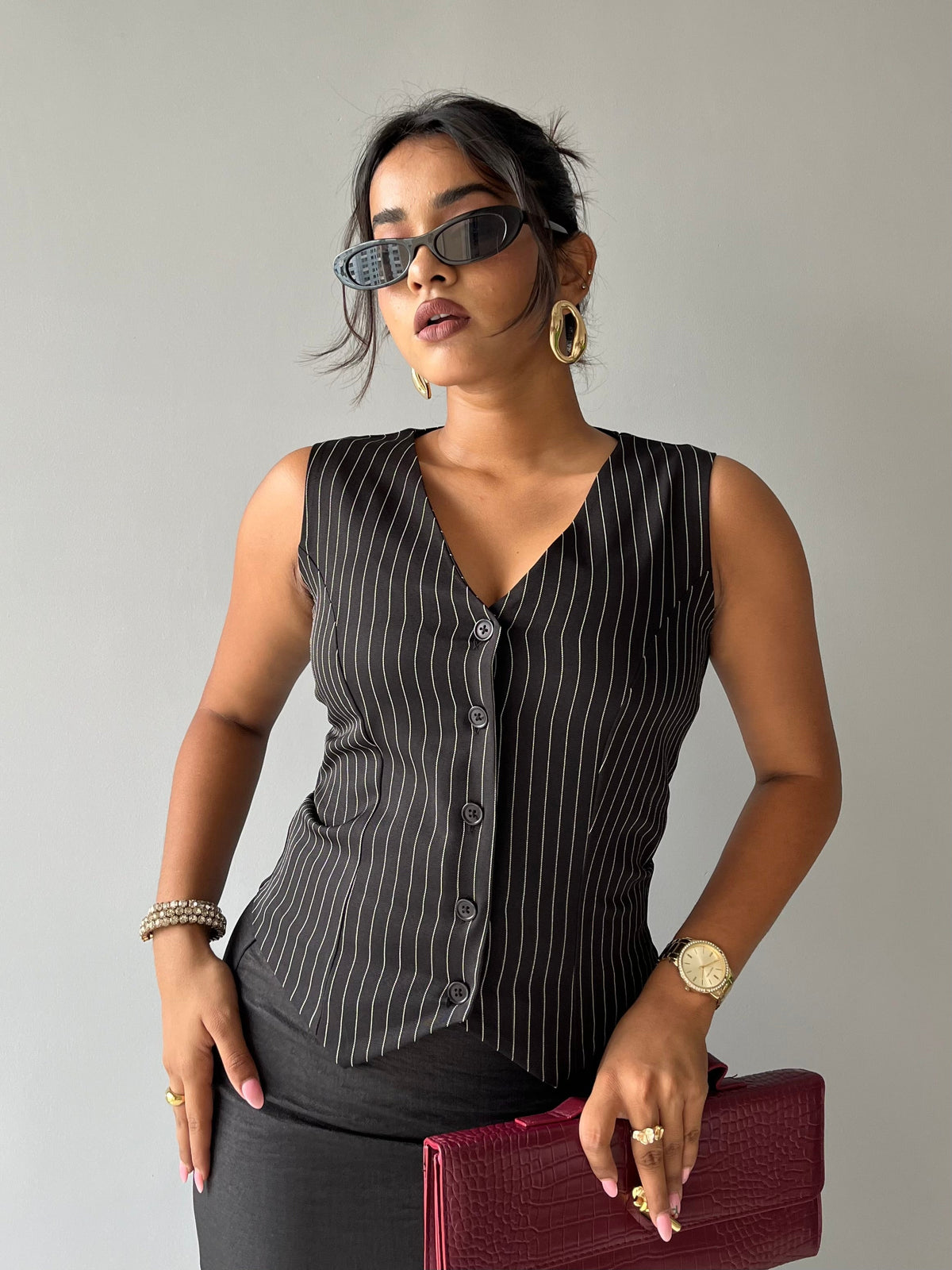 Contoured Stripe Vest