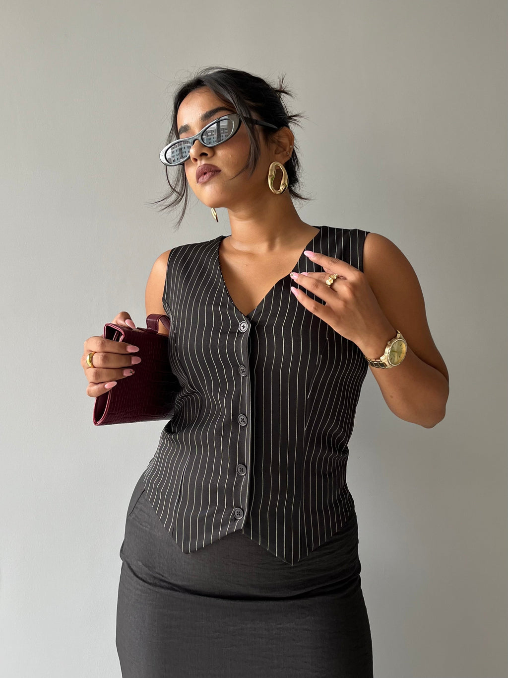 Contoured Stripe Vest