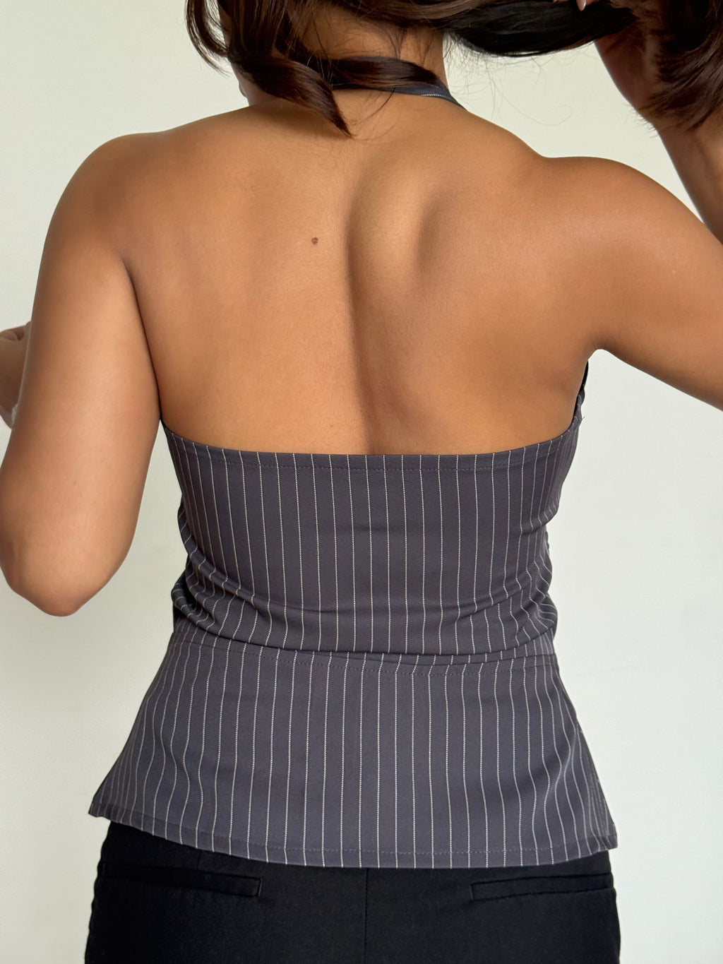 Stripe Structure Halter Top