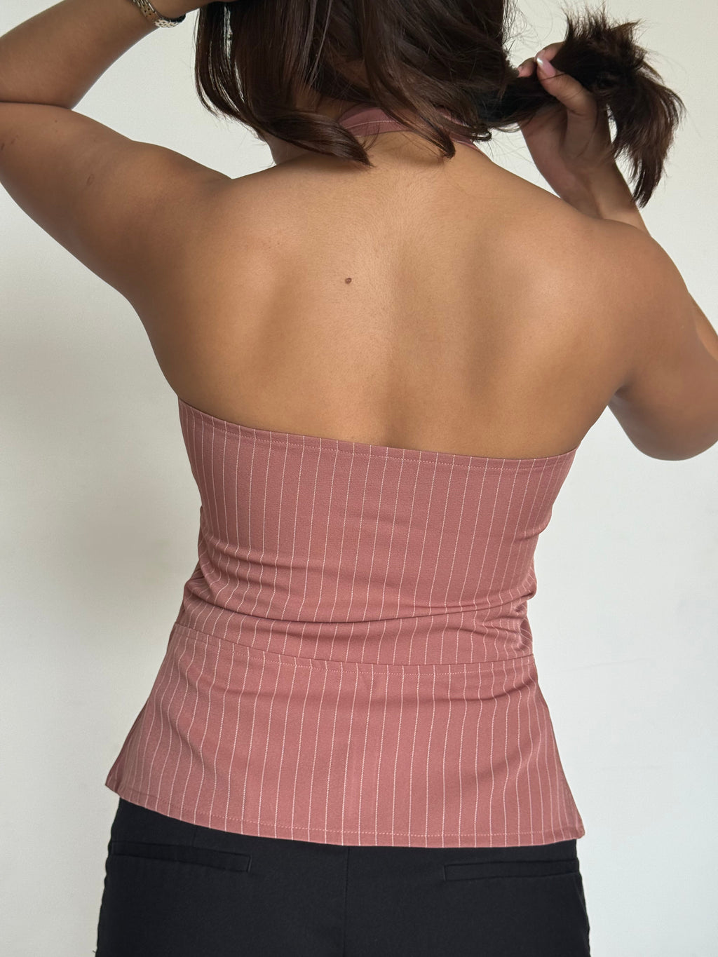 Stripe Structure Halter Top
