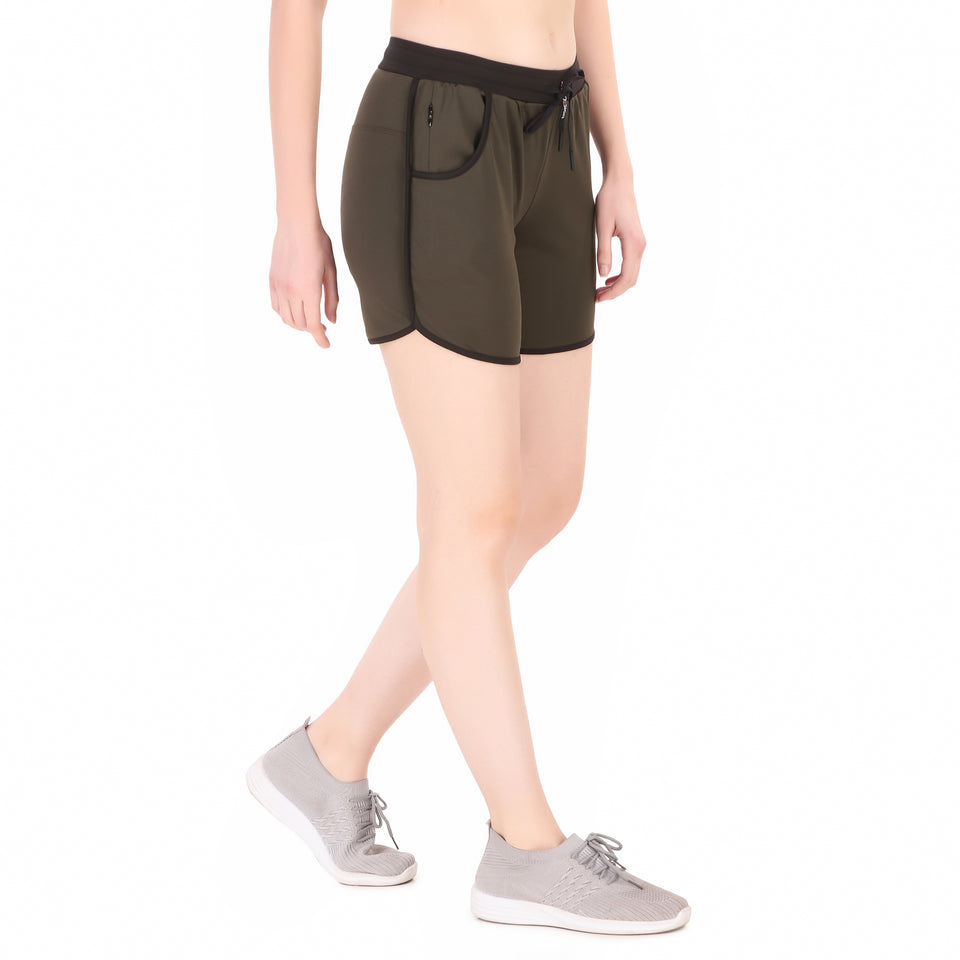 Gym & Running Shorts For Women (Olive) S54