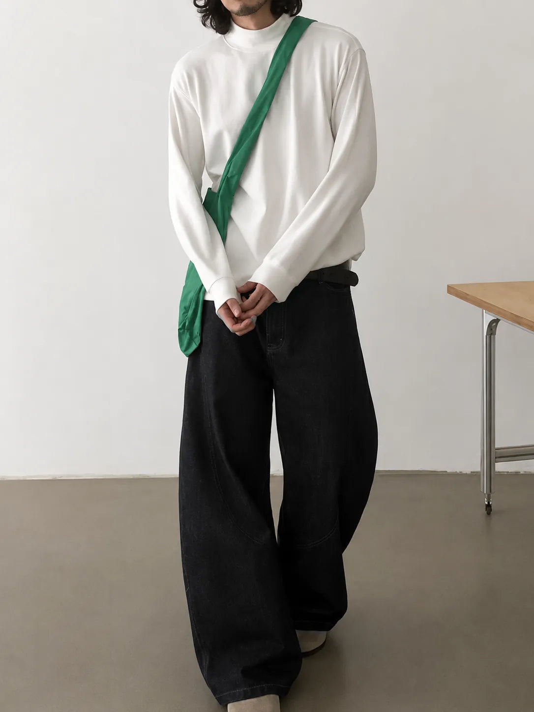 Black Raw Finish Japan Baggy Jeans