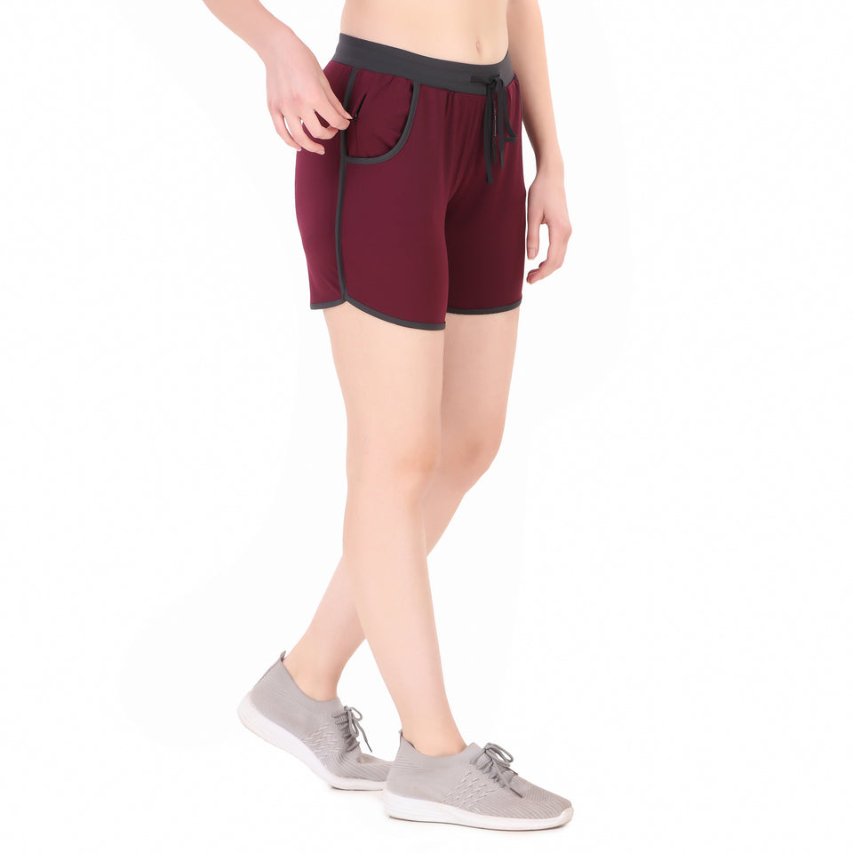 Gym & Running Shorts For Women (Maroon) S54