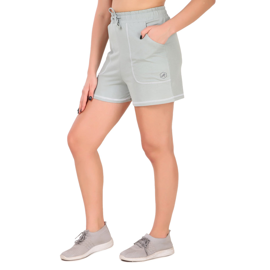 Cotton Lounge Shorts For Women (Green) S54