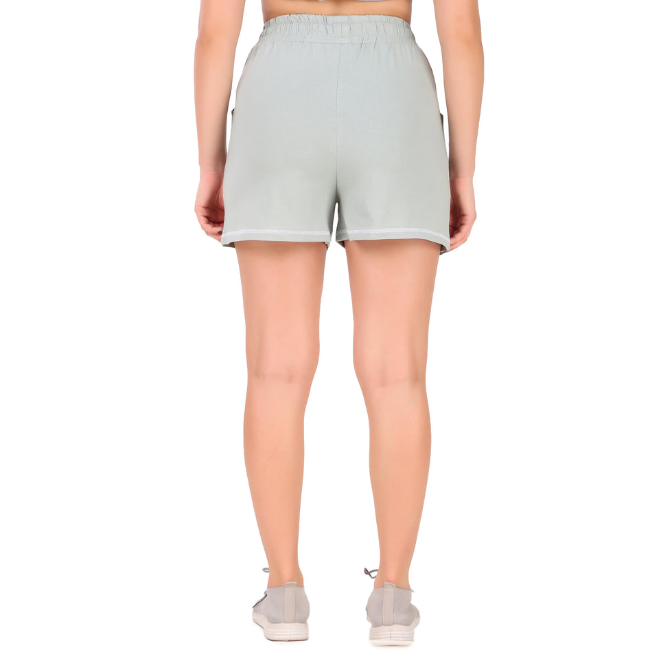 Cotton Lounge Shorts For Women (Green) S54