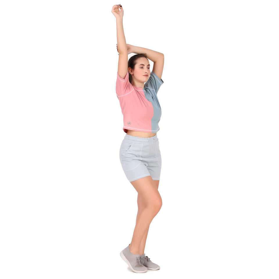 Cotton Lounge Shorts For Women (Sky) S54