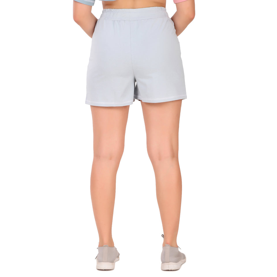 Cotton Lounge Shorts For Women (Sky) S54