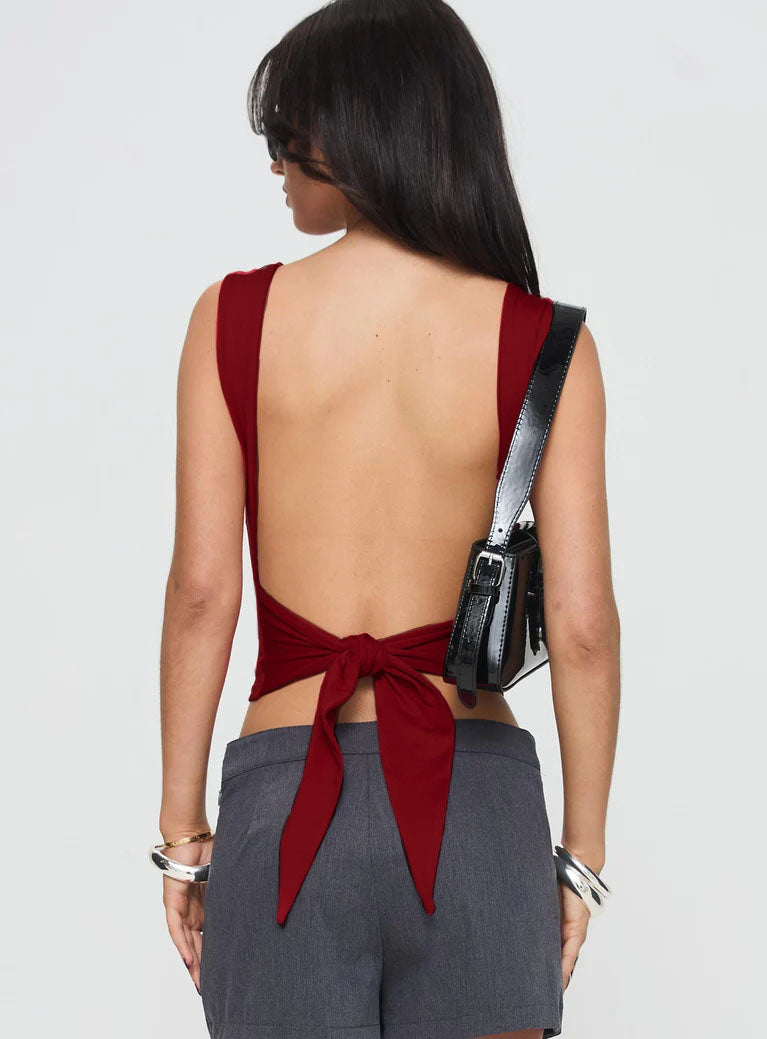 Babe Open Back Tie Top