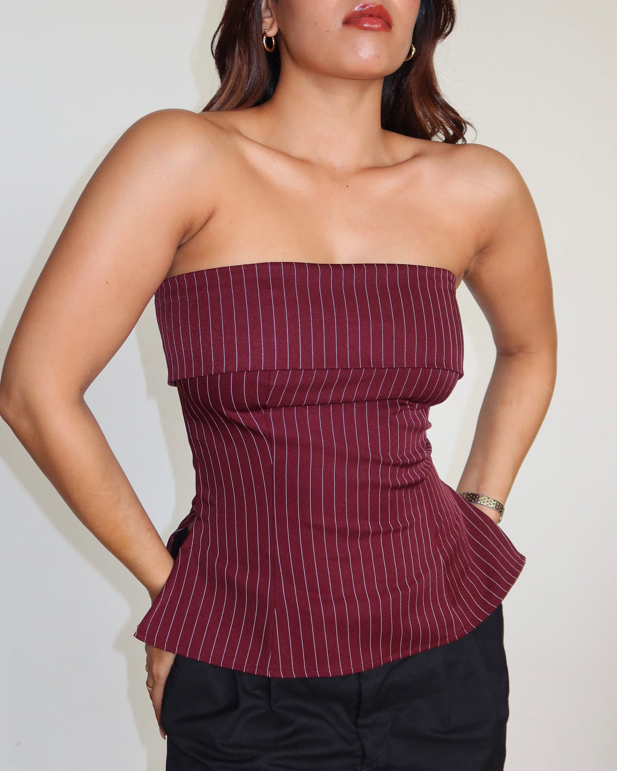 Sleek Stripe Bandeau Top