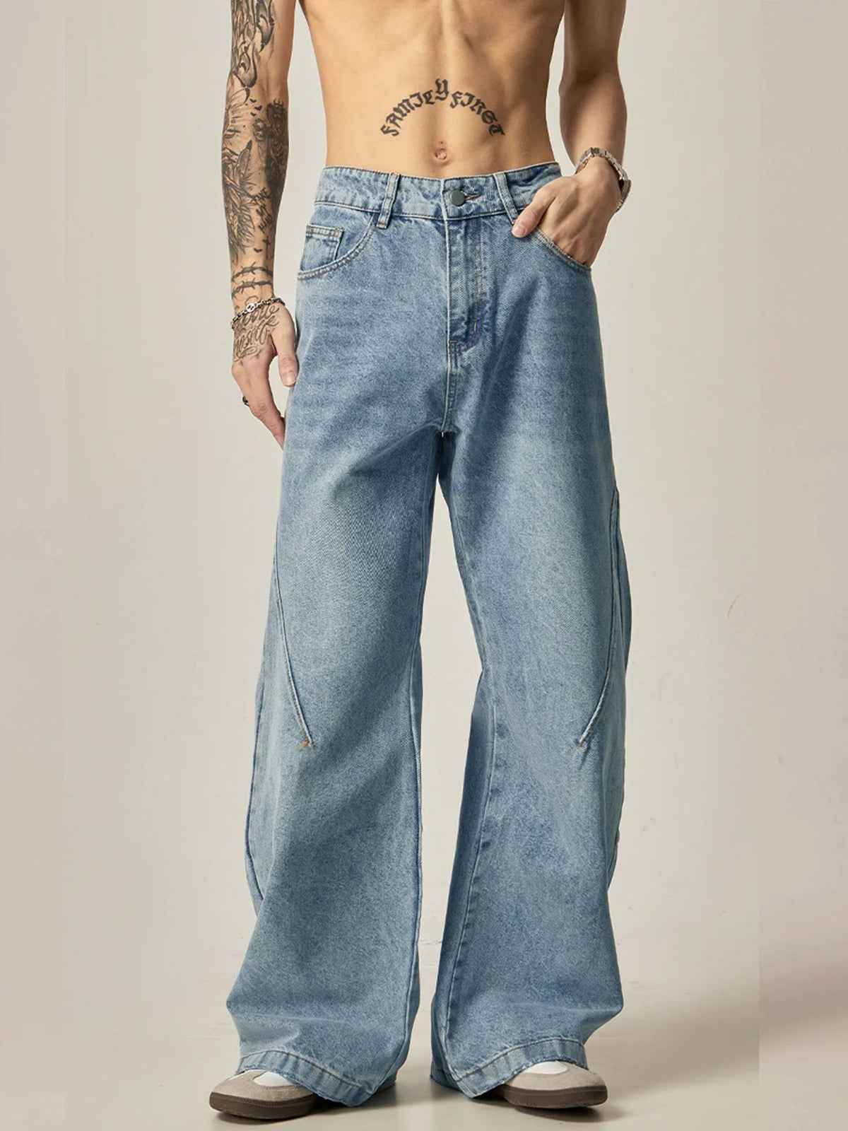 Blue Wash Clean Flare Fit Jeans