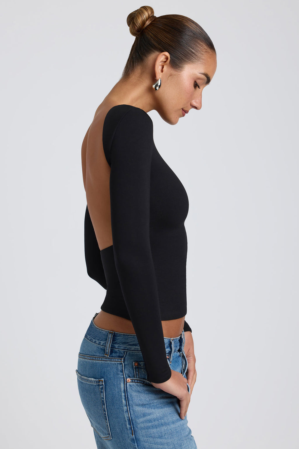 Backless Long Sleeve Top