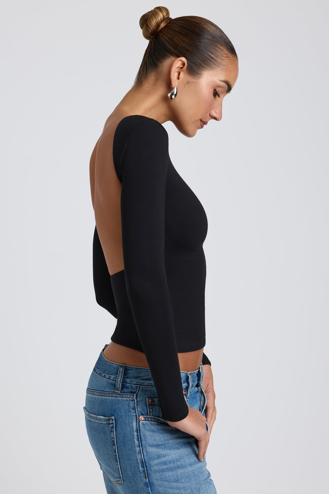 Backless Long Sleeve Top