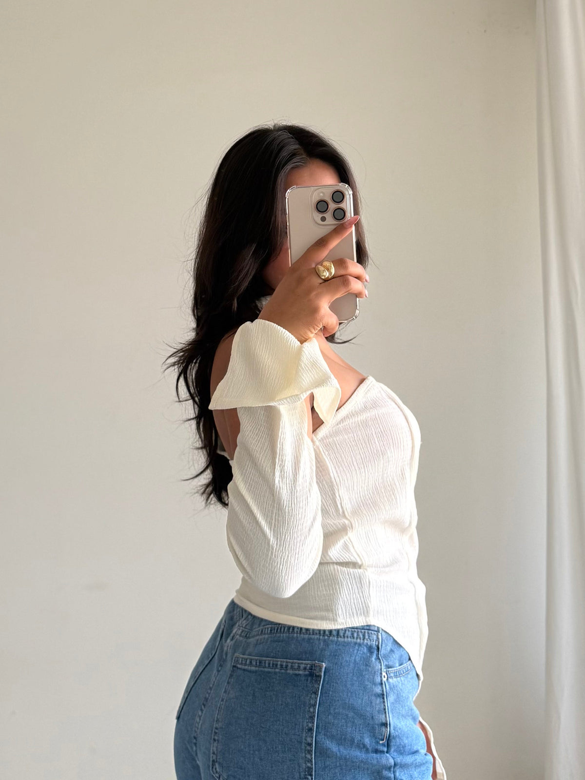 Chic Halter Neck Detachable Sleeves Top