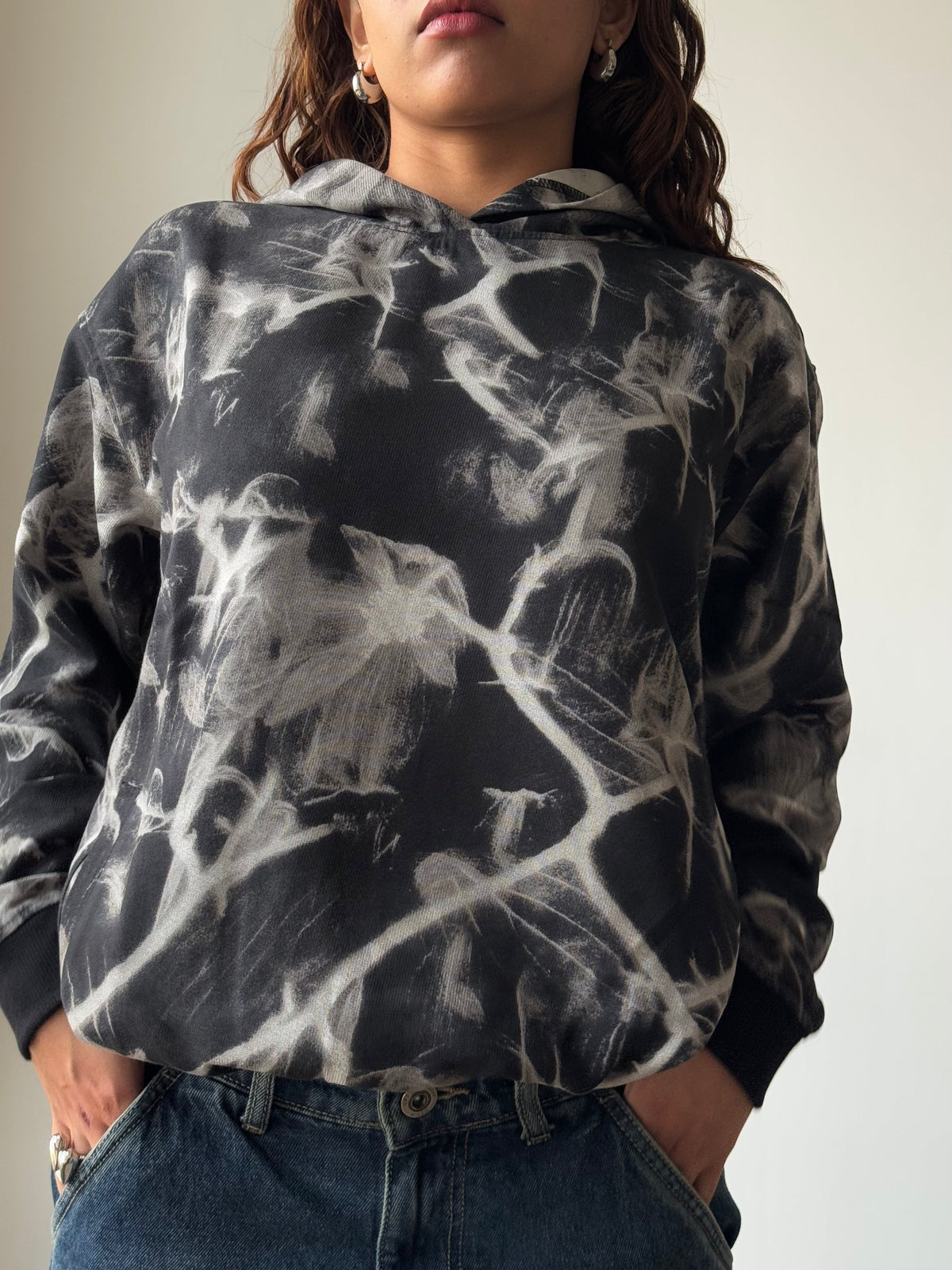 Abstract Smoke Print Oversize Hoodie