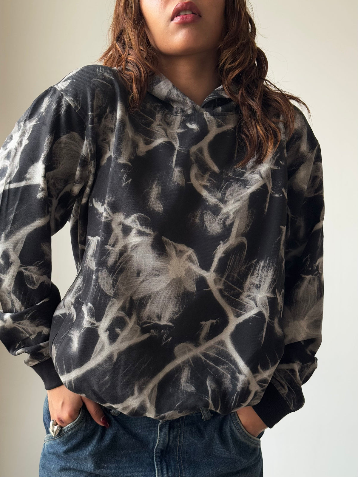 Abstract Smoke Print Oversize Hoodie