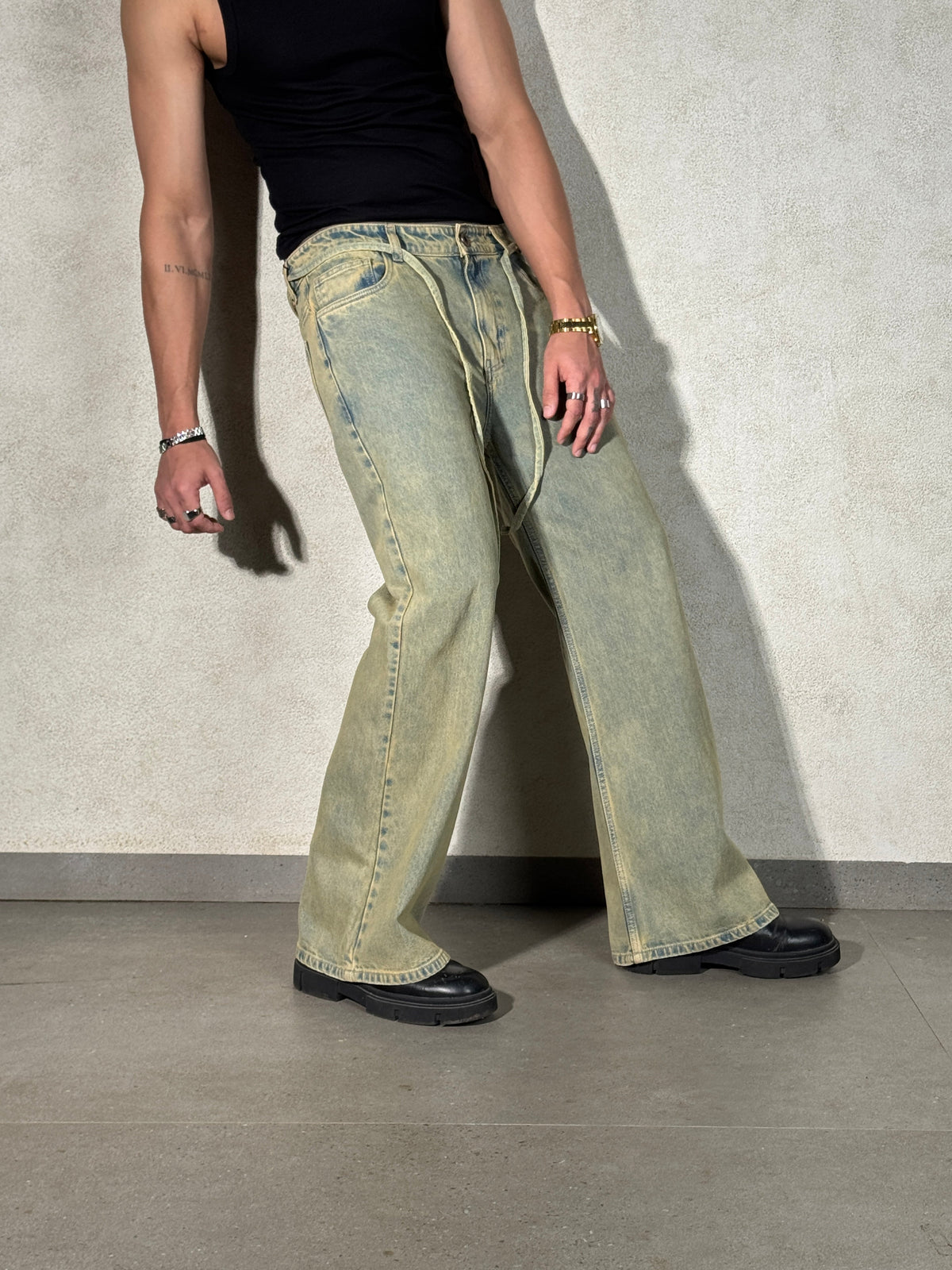 Mud Dyed Washed Bootcut Jeans