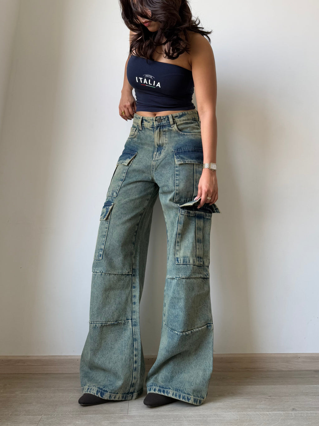 Dirty Fade Out Wash Cargo Denims