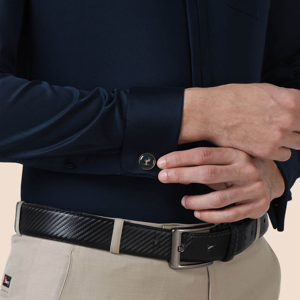 Keneth Navy Shirt with Signature Concealed Placket & French Cuff