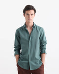 REGULAR FIT PLAIN SHIRT LINUX - GREEN morris.lane