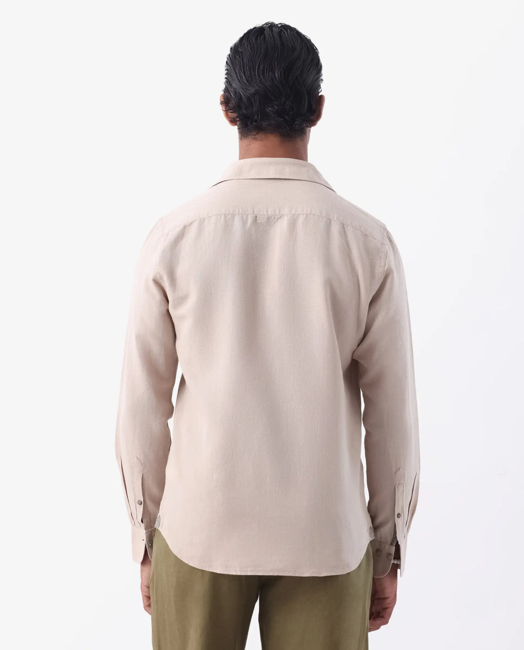 REGULAR FIT PLAIN SHIRT LINUX - LIGHT BEIGE morris.lane