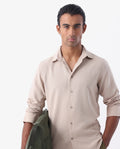 REGULAR FIT PLAIN SHIRT LINUX - LIGHT BEIGE morris.lane