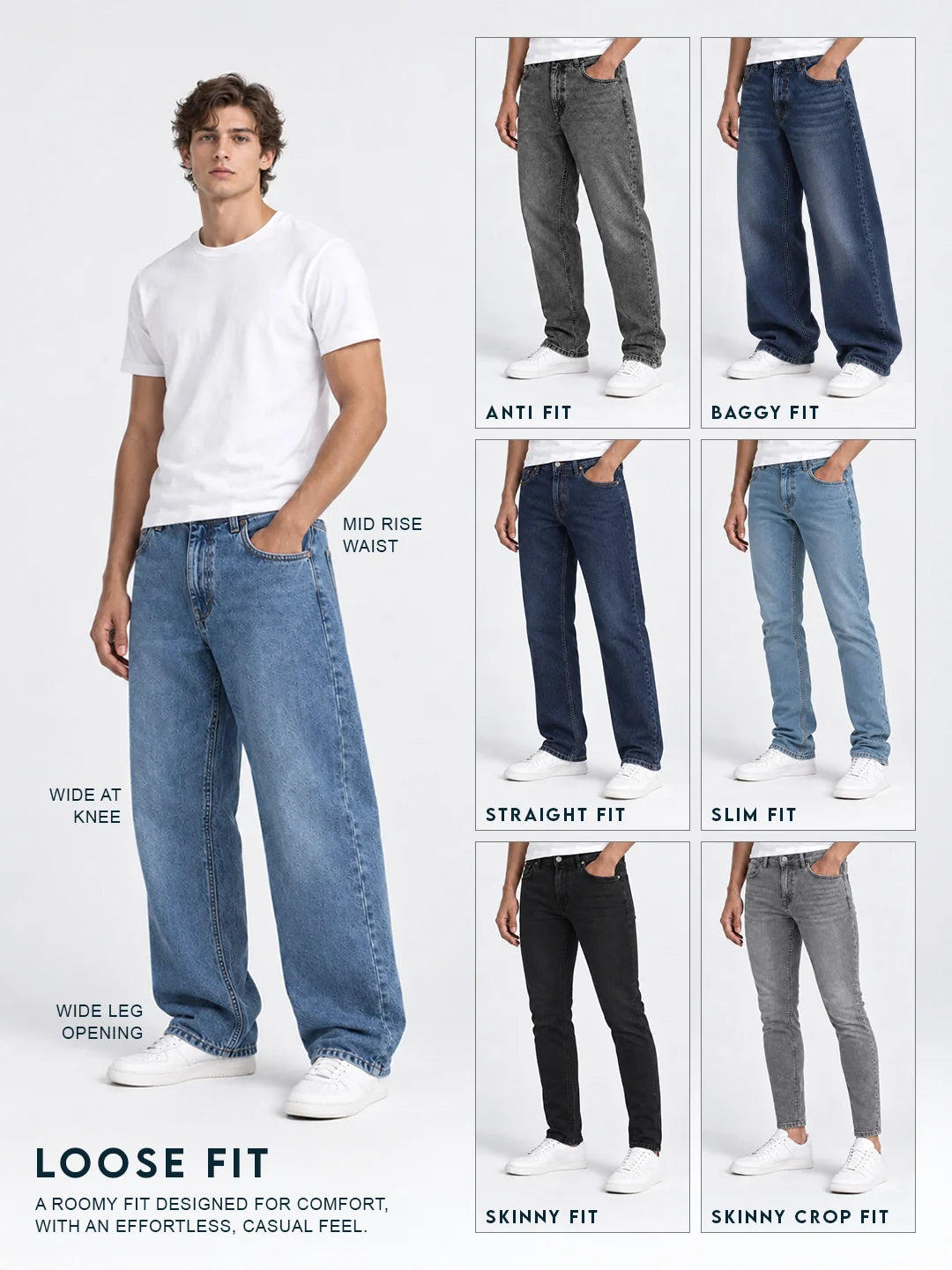 Blue Wash Loose Fit Cargo Jeans