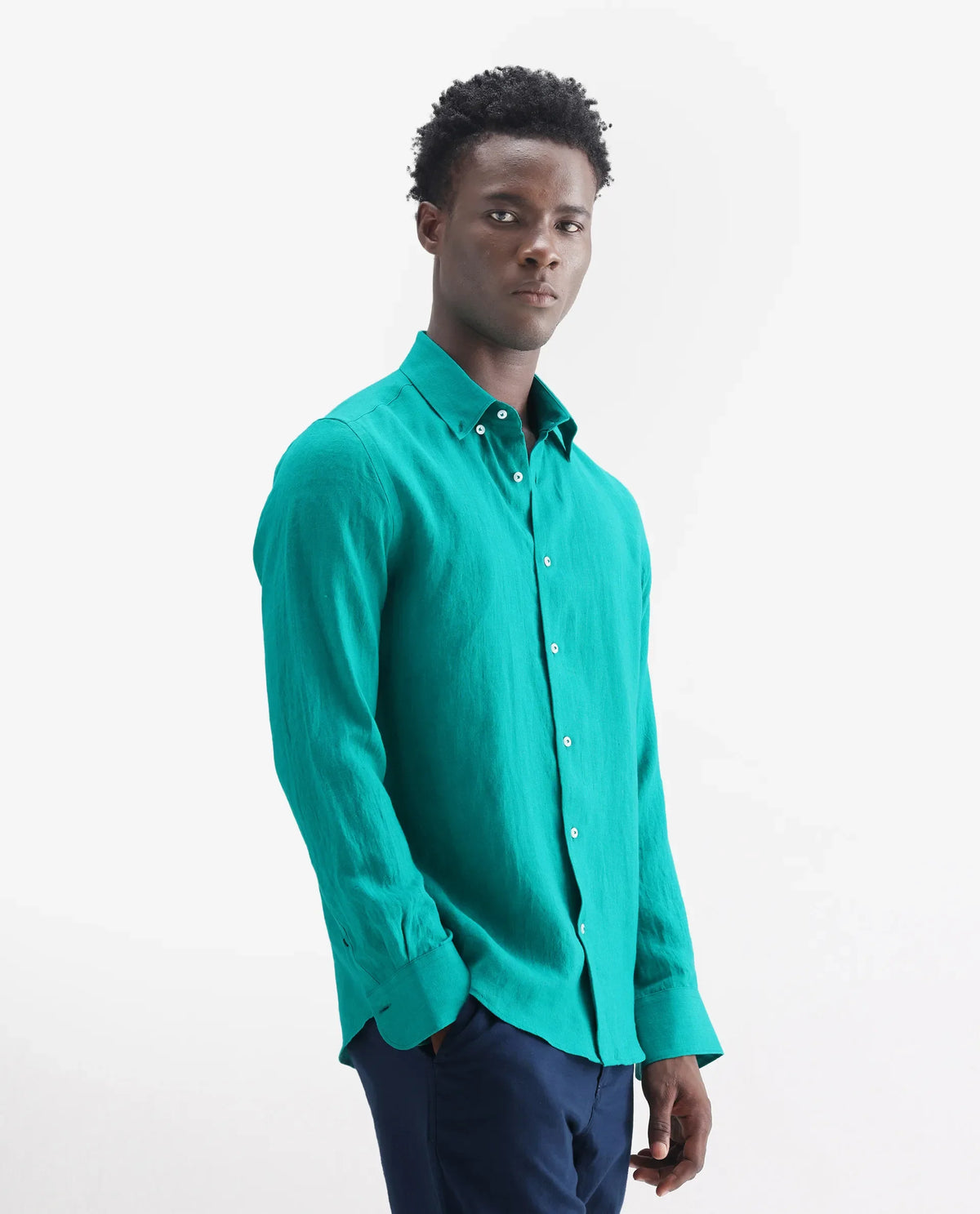 100% LINEN REGULAR FIT PLAIN SHIRT LUCIS - FLOUROSCENT GREEN morris.lane
