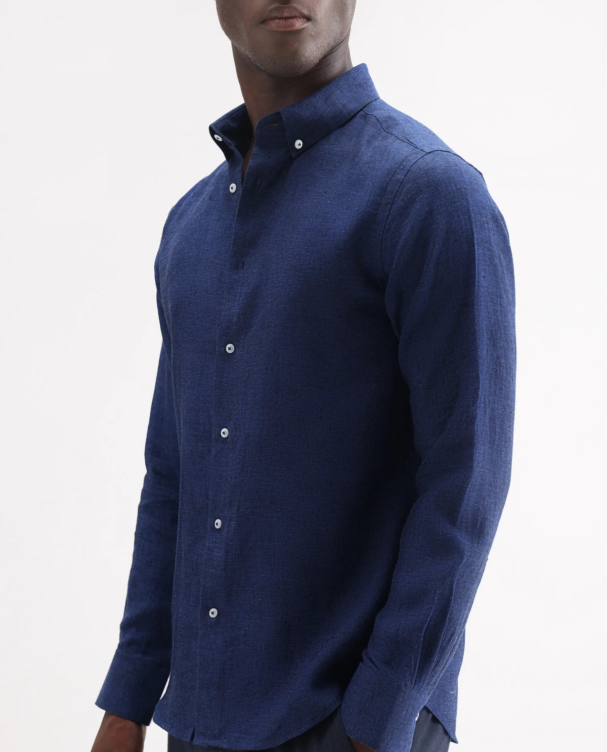 100% LINEN REGULAR FIT PLAIN SHIRT LUCIS - DARK BLUE morris.lane