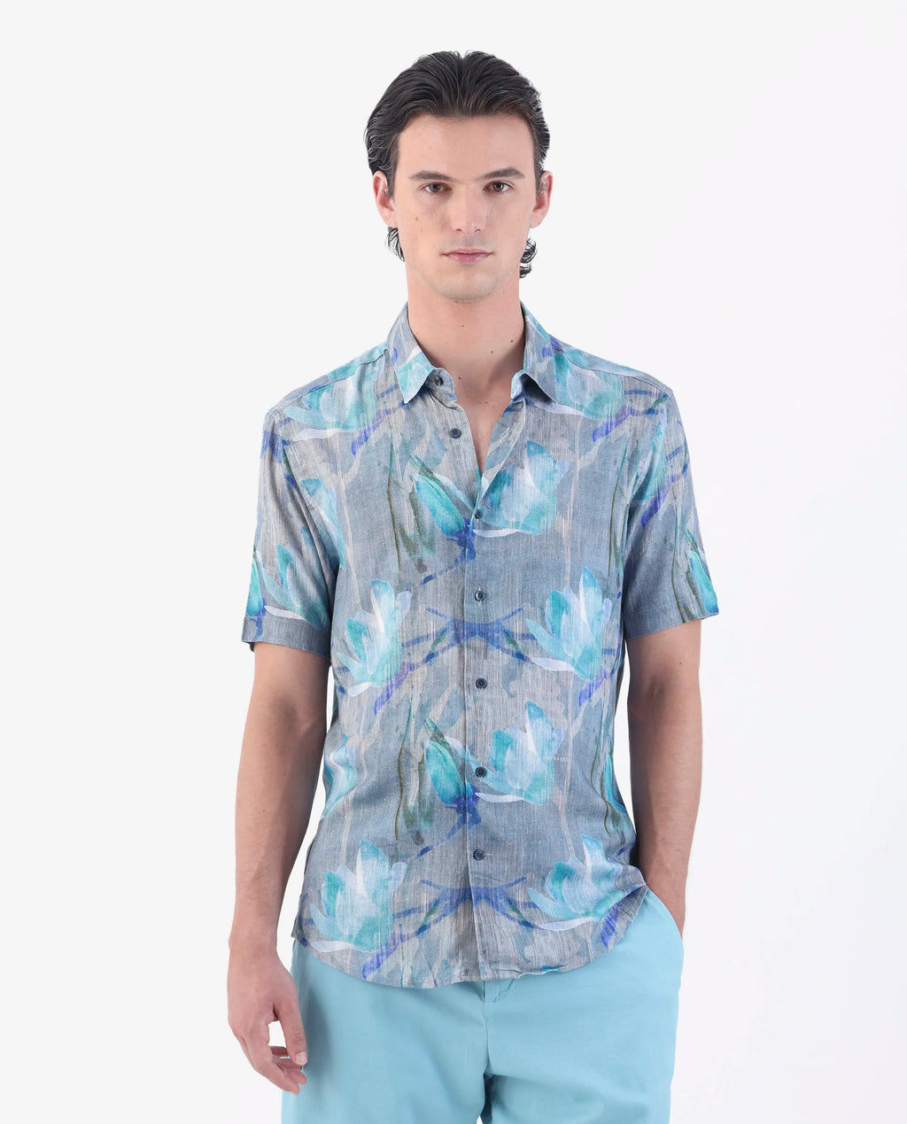 REGULAR FIT FLORAL PRINT SHIRT LUKEN - BLUE morris.lane