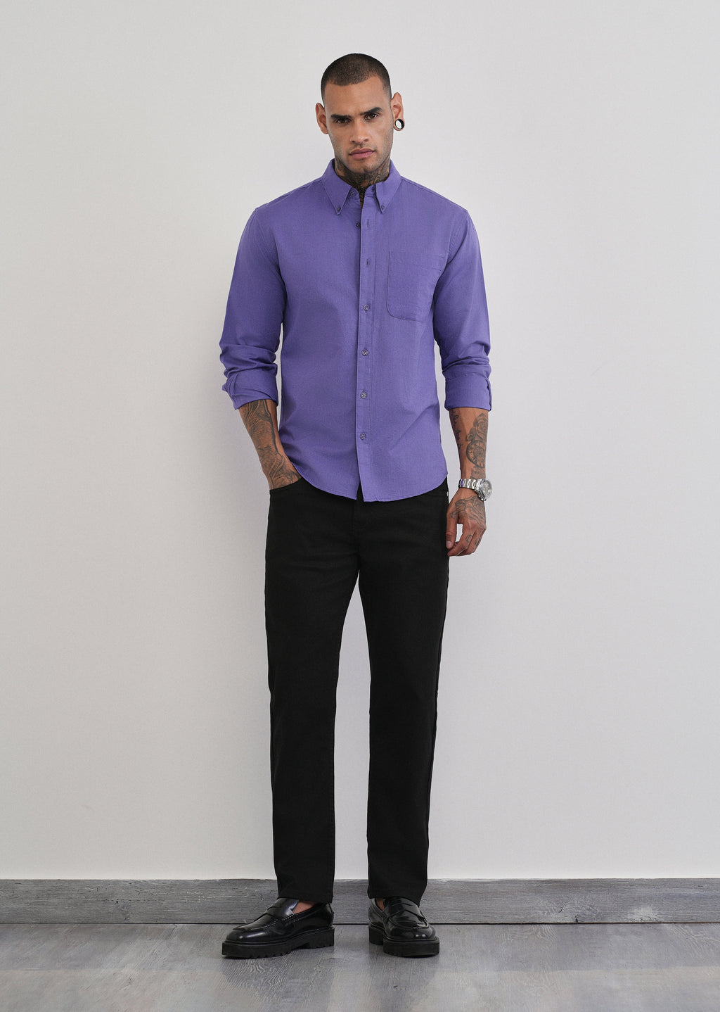 Lavender Cotton Linen Plain Shirt