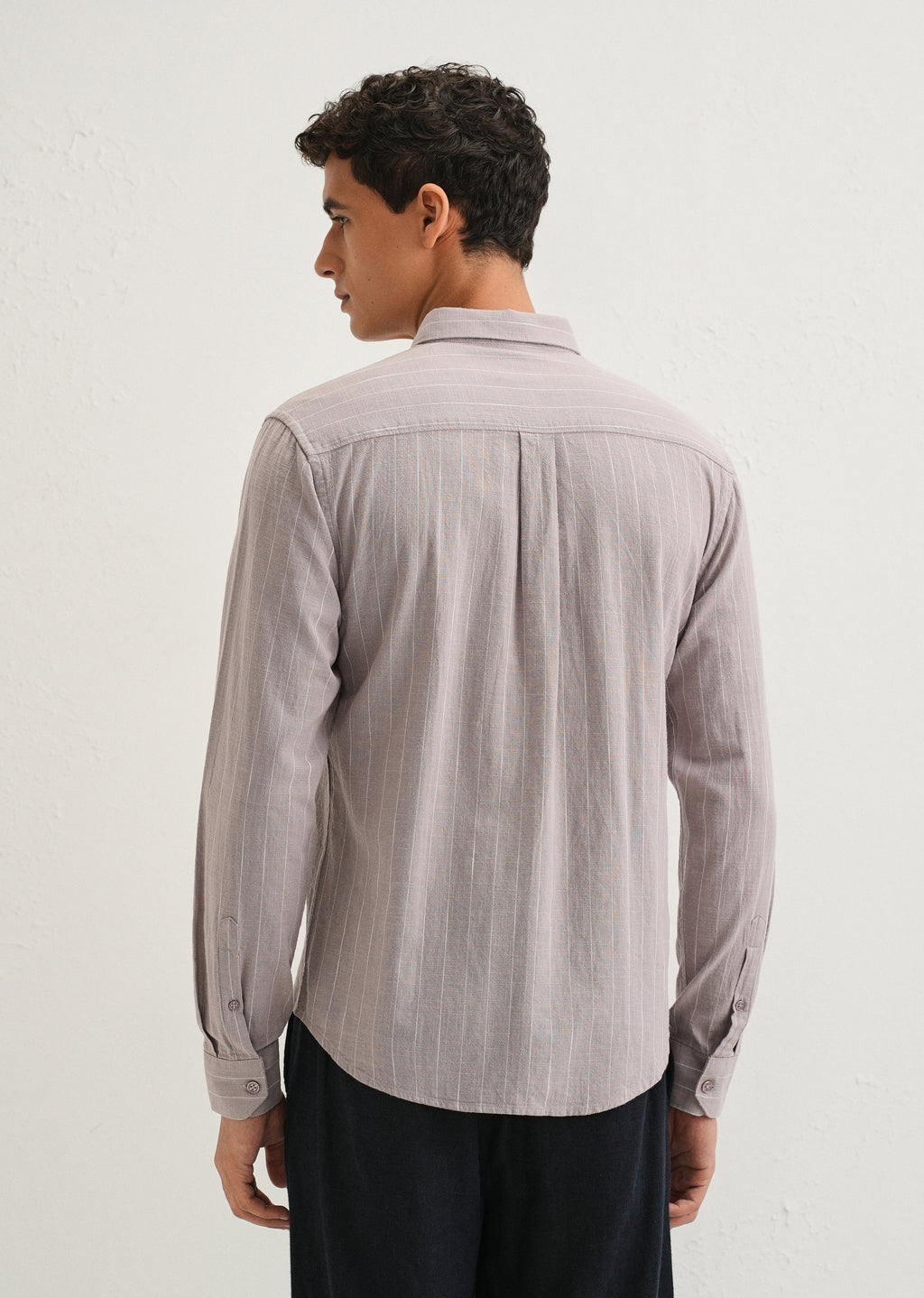 Lavender Gray Striped Cotton Shirt