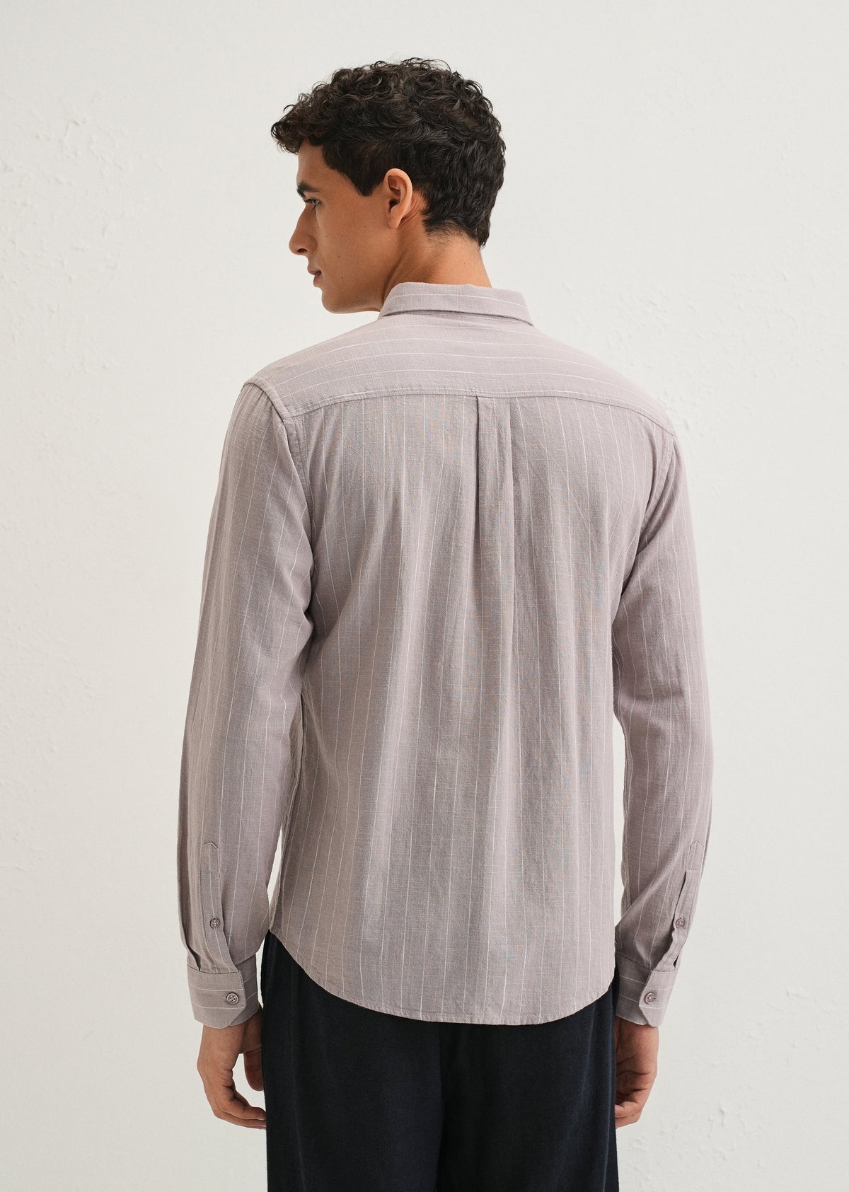 Lavender Gray Striped Cotton Shirt