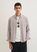 Lavender Gray Striped Cotton Shirt