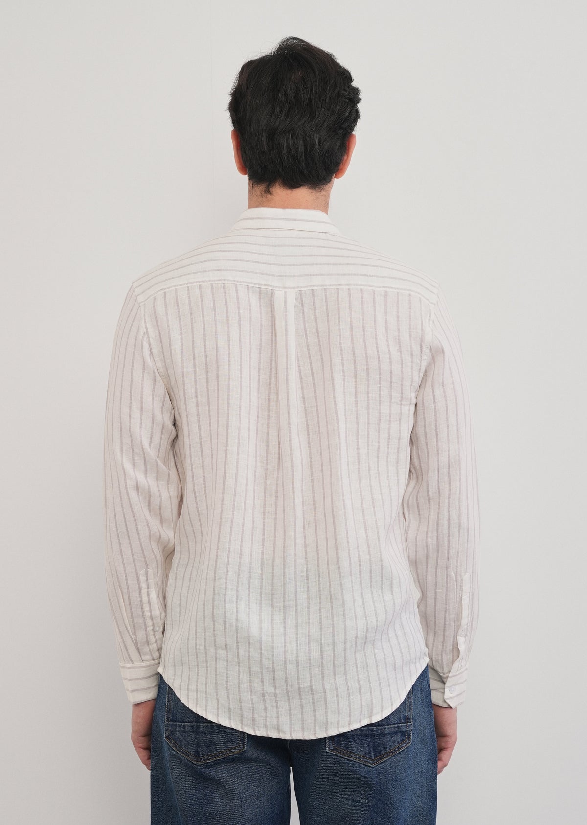 100% Linen Lavender Stripe Shirt