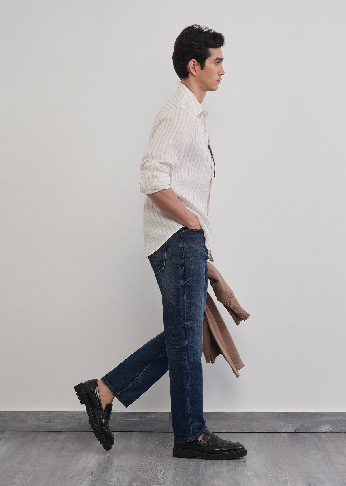 100% Linen Lavender Stripe Shirt