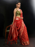 Libas Vermilion Red Gharchola Silk Blend Saree