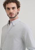 Light Blue Striped Cotton Linen Shirt