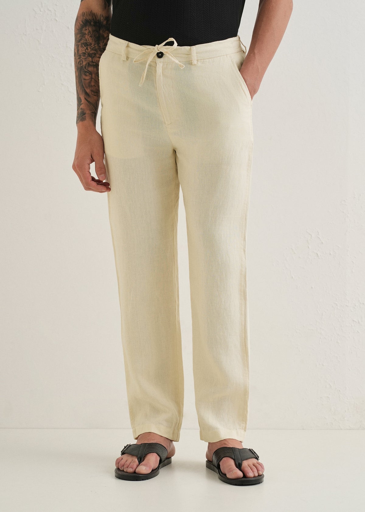 Light Cream Linen Pant