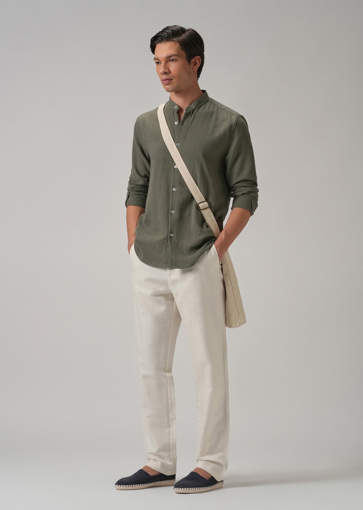 Light Cream Linen Relaxed Fit Trouser